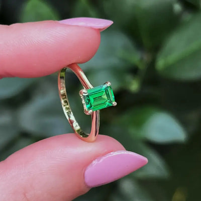 Emerald Hidden Halo Ring Rings Handmade Handcrafted