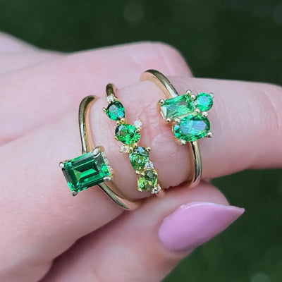 Emerald Hidden Halo Ring Rings Handmade Handcrafted