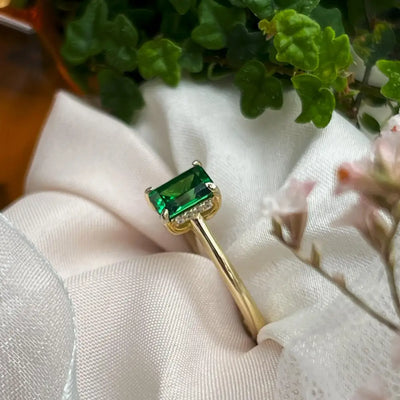 Emerald Hidden Halo Ring Rings Handmade Handcrafted