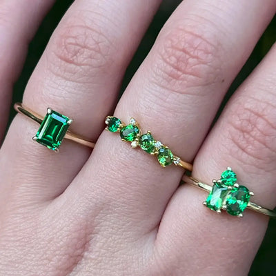 Emerald Hidden Halo Ring Rings Handmade Handcrafted