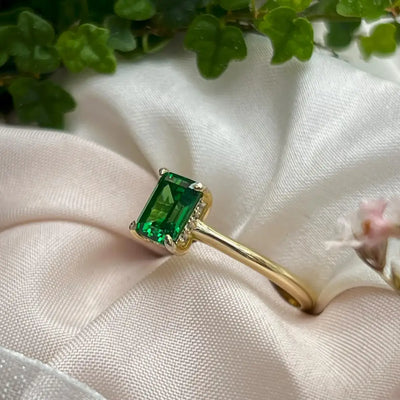Emerald Hidden Halo Ring Rings Handmade Handcrafted