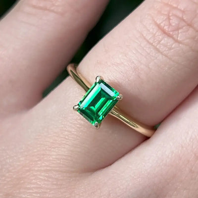 Emerald Hidden Halo Ring Rings Handmade Handcrafted