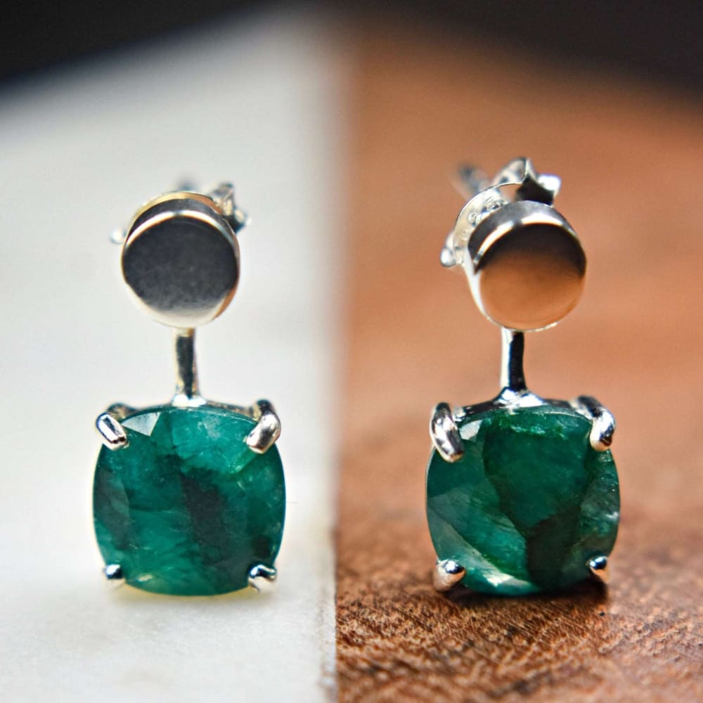 Emerald Jacket Dangle Earrings Earrings Handmade Handcrafted