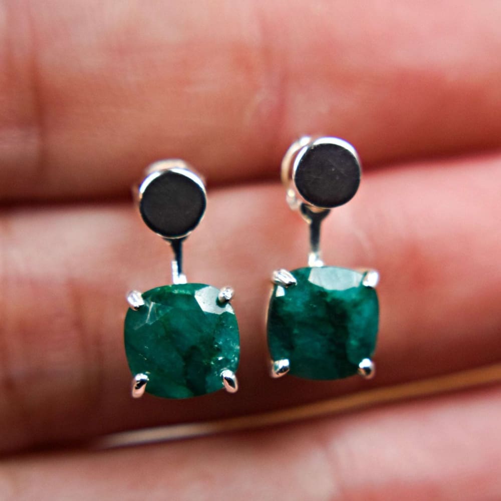 Emerald Jacket Dangle Earrings Earrings Handmade Handcrafted