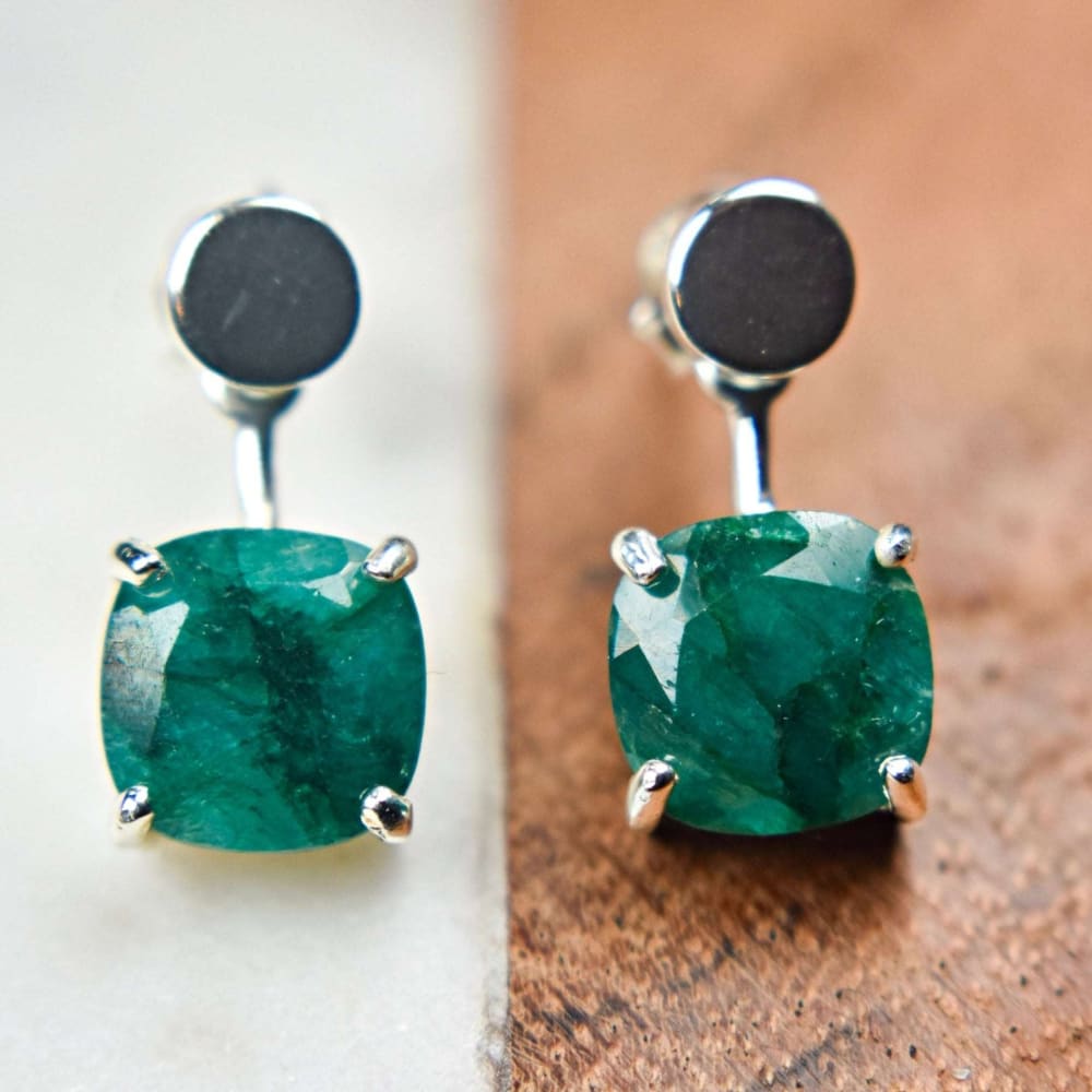 Emerald Jacket Dangle Earrings Earrings Handmade Handcrafted