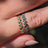 Emerald Laurel Leaf Half Eternity Band Rings Handmade Handcrafted