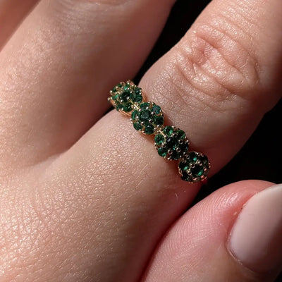 Emerald Round Half Eternity Band Rings Handmade Handcrafted