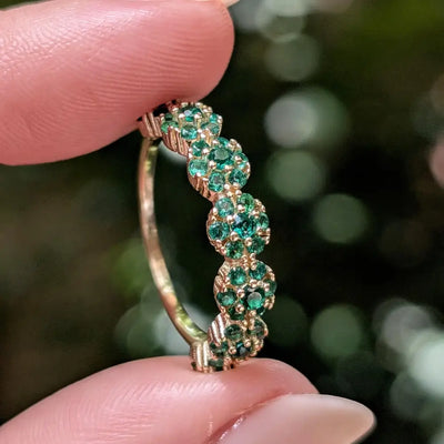 Emerald Round Half Eternity Band Rings Handmade Handcrafted