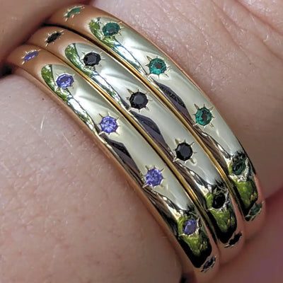 Emerald Star Half Eternity Band Rings Handmade Handcrafted