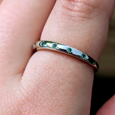 Emerald Star Half Eternity Band Rings Handmade Handcrafted