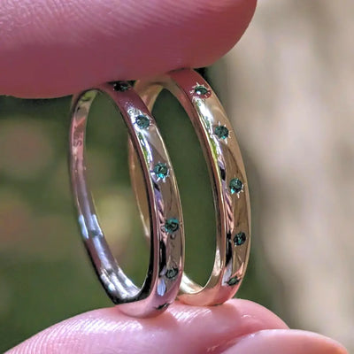 Emerald Star Half Eternity Band Rings Handmade Handcrafted