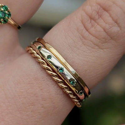 Emerald Star Half Eternity Band Rings Handmade Handcrafted