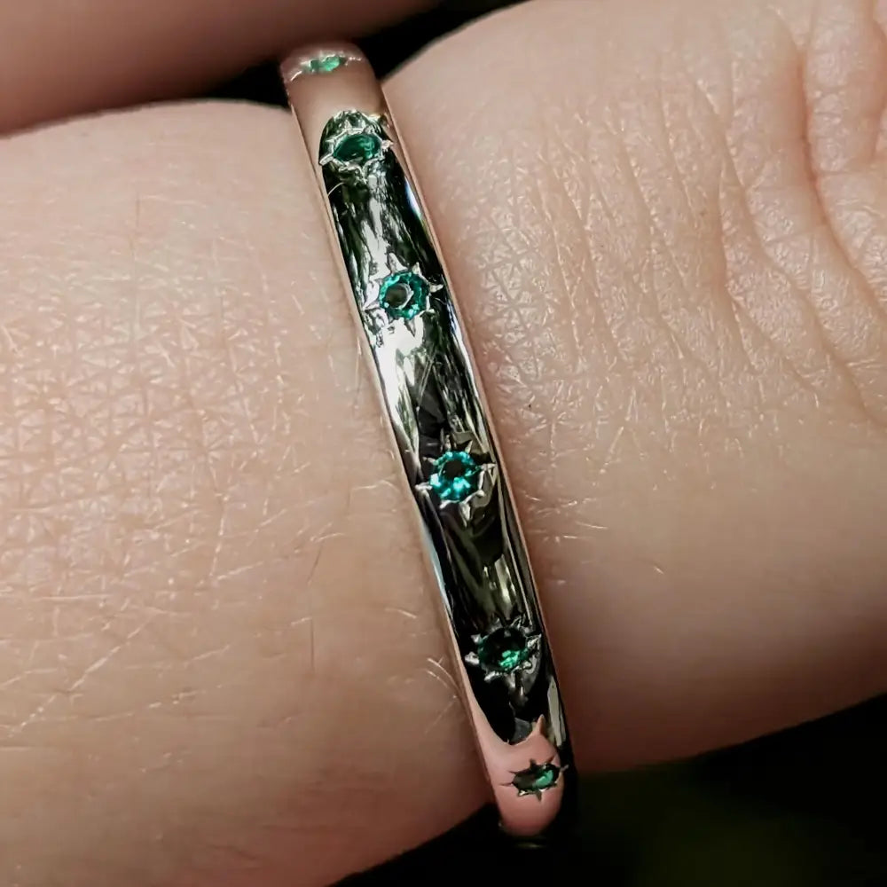 Emerald Star Half Eternity Band Rings Handmade Handcrafted
