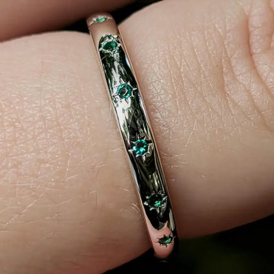 Emerald Star Half Eternity Band Rings Handmade Handcrafted