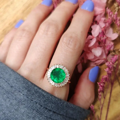 Emerald Sunburst Gemstone Ring Rings Handmade Handcrafted