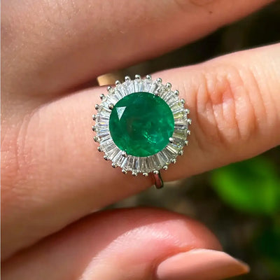 Emerald Sunburst Gemstone Ring Rings Handmade Handcrafted