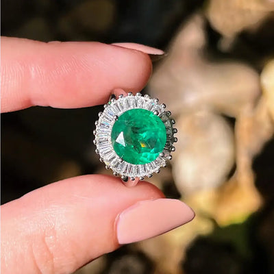 Emerald Sunburst Gemstone Ring Rings Handmade Handcrafted