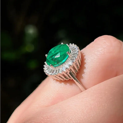 Emerald Sunburst Gemstone Ring Rings Handmade Handcrafted