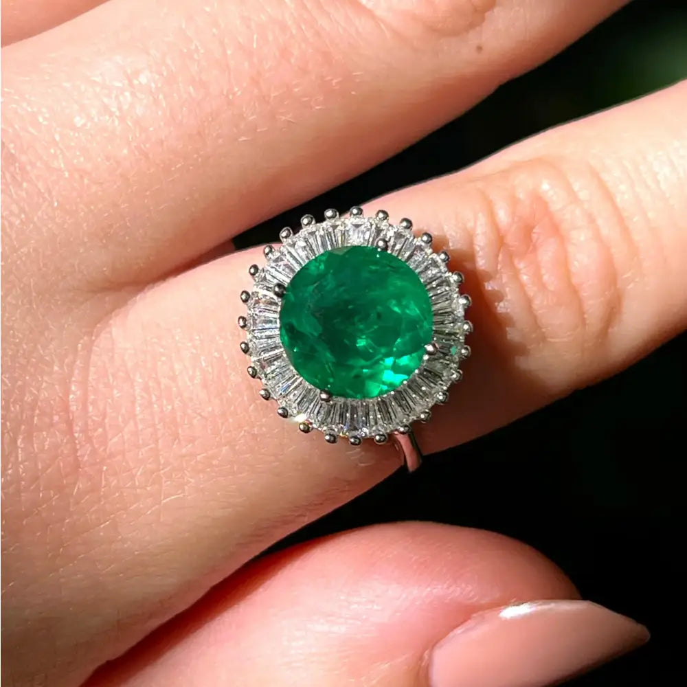 Emerald Sunburst Gemstone Ring Rings Handmade Handcrafted
