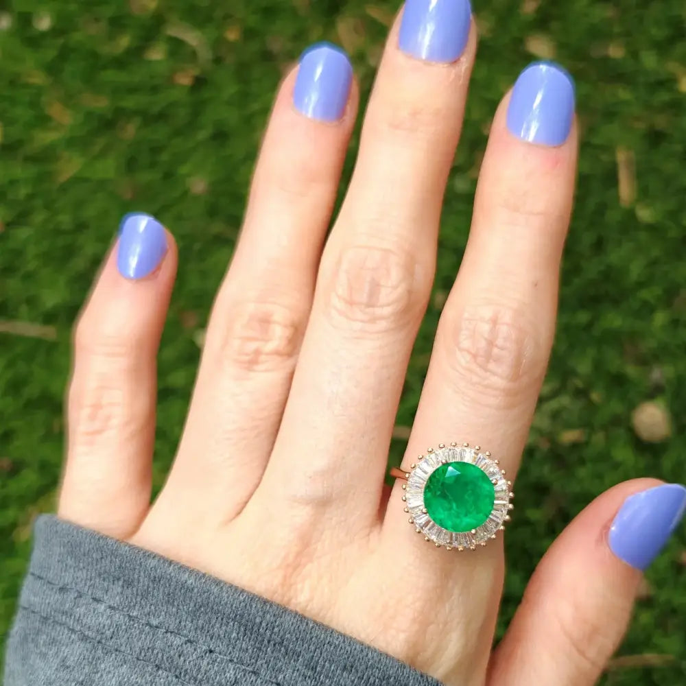 Emerald Sunburst Gemstone Ring Rings Handmade Handcrafted