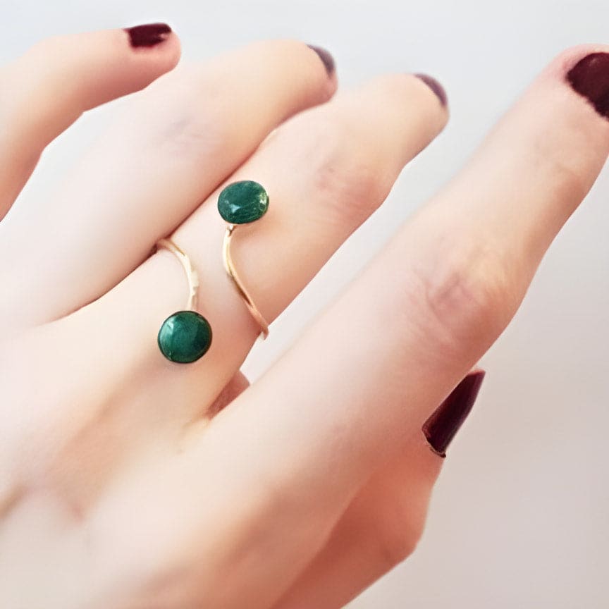 Emerald Two Stone Ring (small) Rings Handmade JSL Made in USA