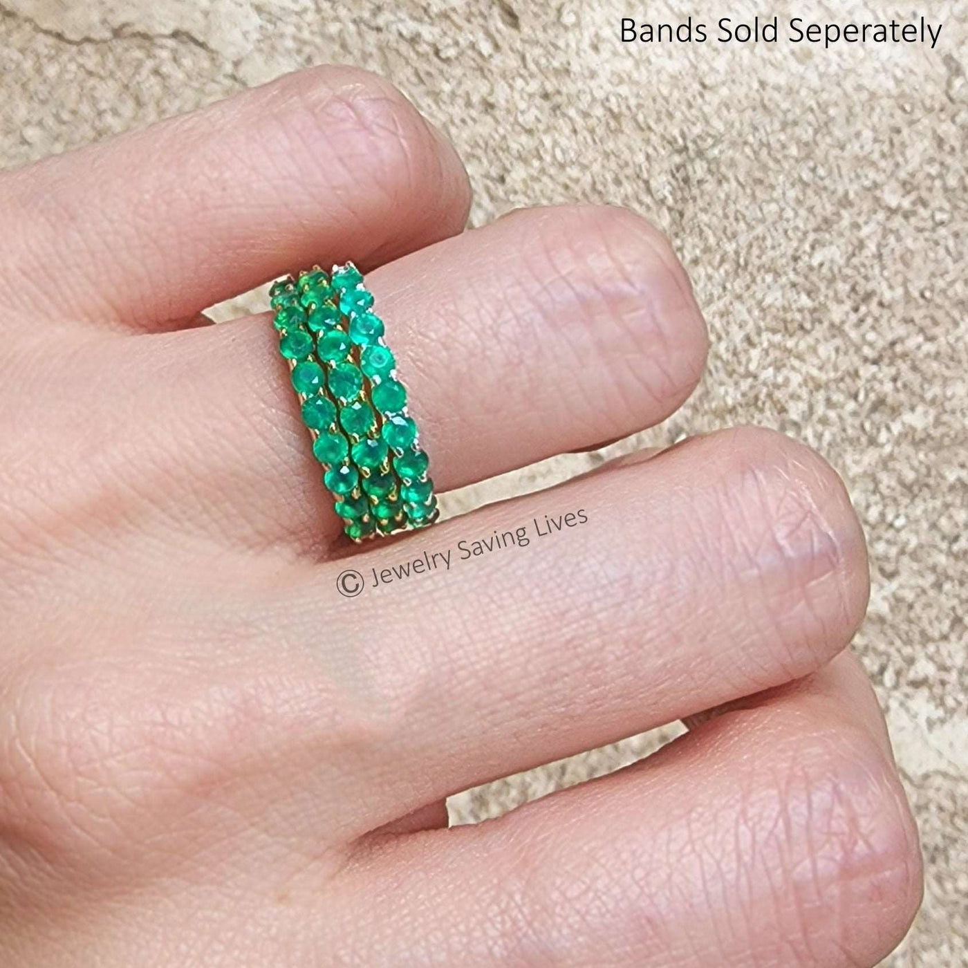 Emerald Half Eternity Band