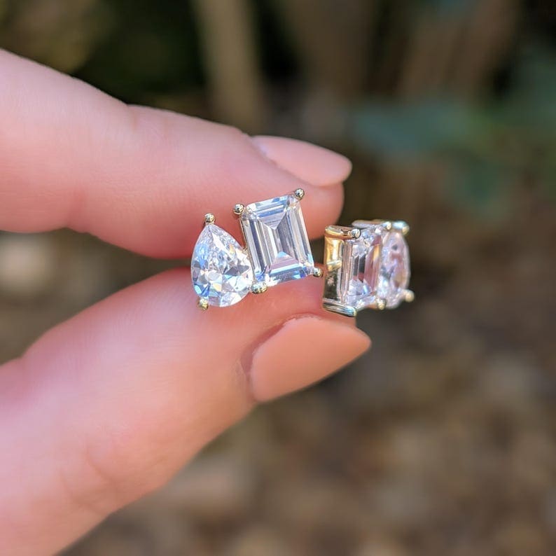 The Aurora - Toi et Moi Moissanite Earrings Earrings Handmade Handcrafted