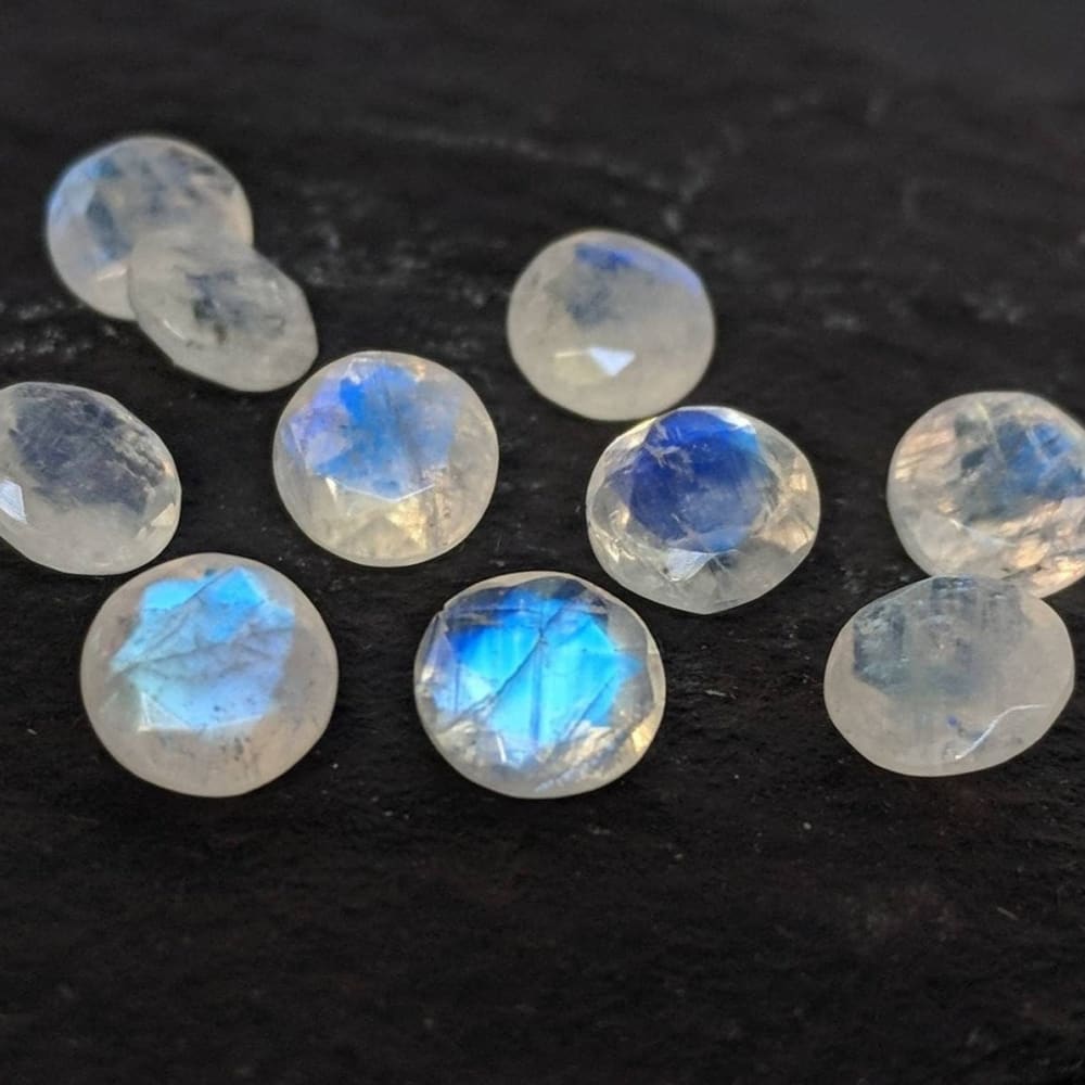 Faceted Moonstone Stud Earrings Earrings Handmade Handcrafted