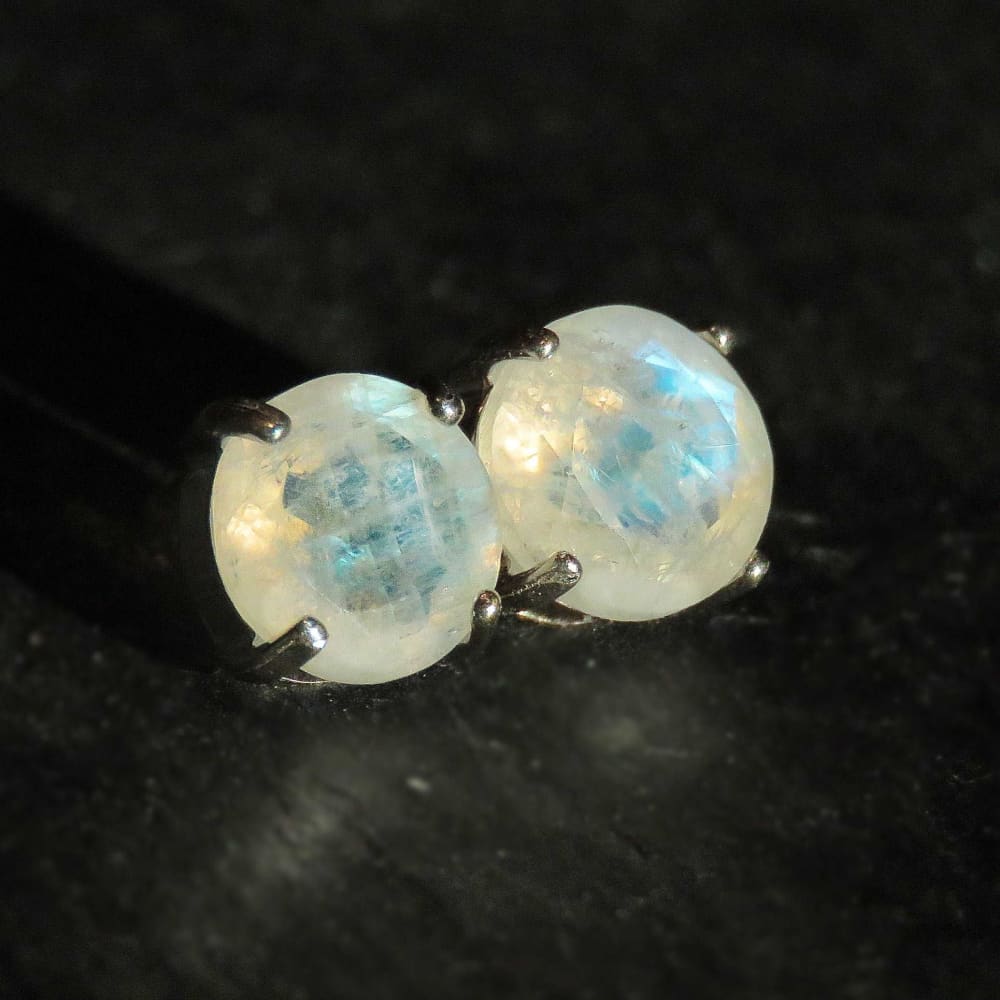 Faceted Moonstone Stud Earrings Earrings Handmade Handcrafted