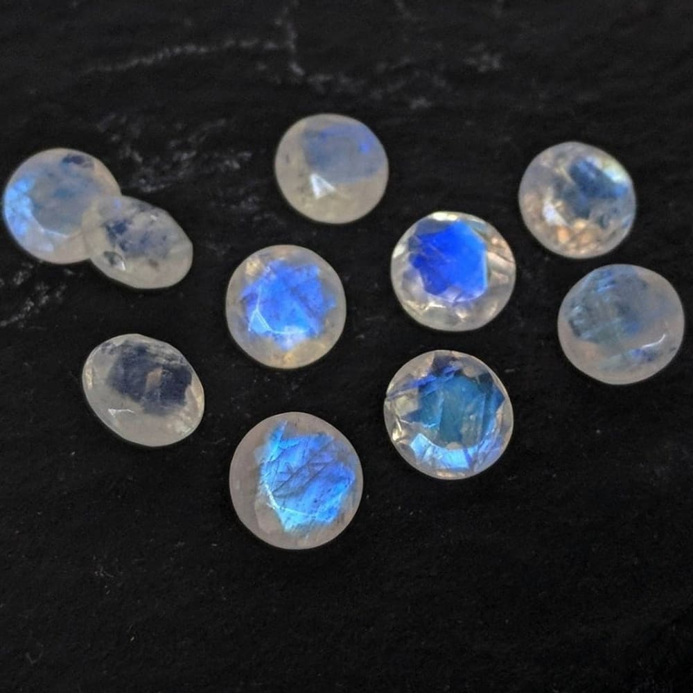 Faceted Moonstone Stud Earrings Earrings Handmade Handcrafted
