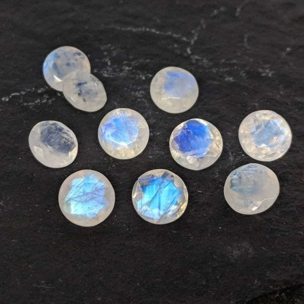 Faceted Moonstone Stud Earrings Earrings Handmade Handcrafted