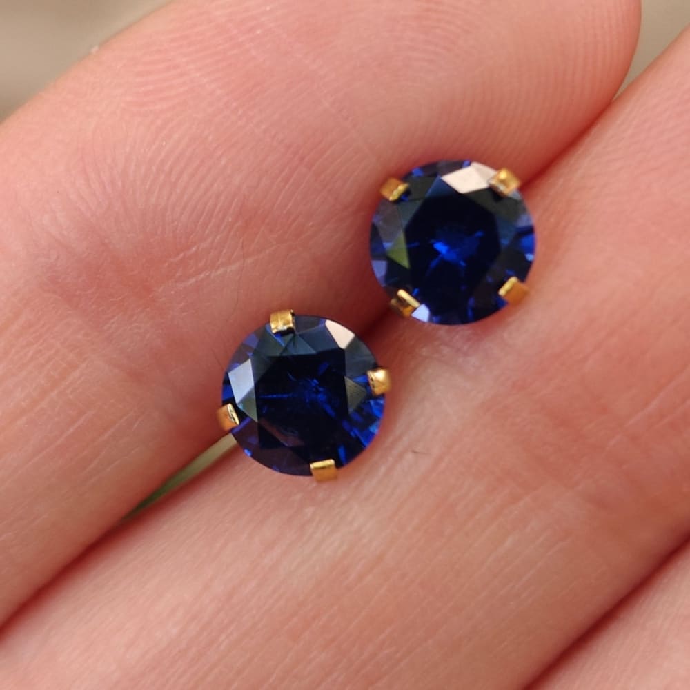 Faceted Natural Sapphire Stud Earrings Earrings Handmade Handcrafted