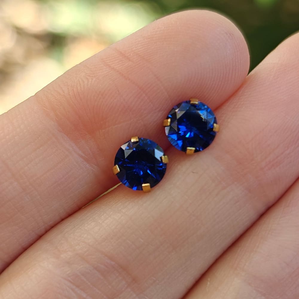 Faceted Natural Sapphire Stud Earrings Earrings Handmade Handcrafted