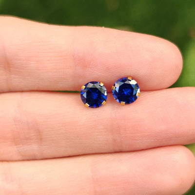 Faceted Natural Sapphire Stud Earrings Earrings Handmade Handcrafted