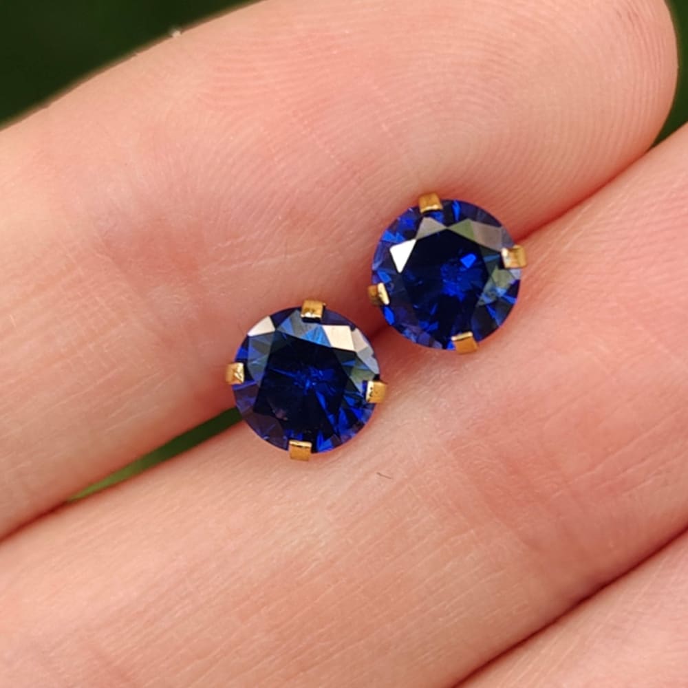 Faceted Natural Sapphire Stud Earrings Earrings Handmade Handcrafted