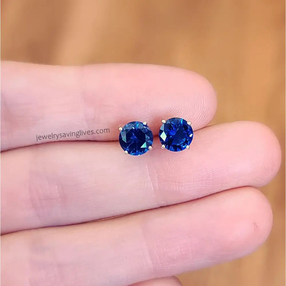 Faceted Natural Sapphire Stud Earrings Earrings Handmade Handcrafted