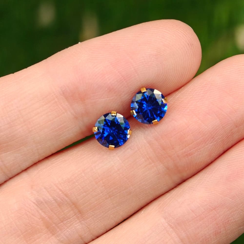 Faceted Natural Sapphire Stud Earrings Earrings Handmade Handcrafted