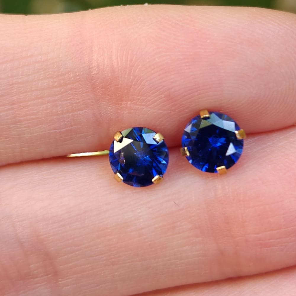 Faceted Natural Sapphire Stud Earrings Earrings Handmade Handcrafted