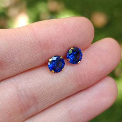 Faceted Natural Sapphire Stud Earrings Earrings Handmade Handcrafted