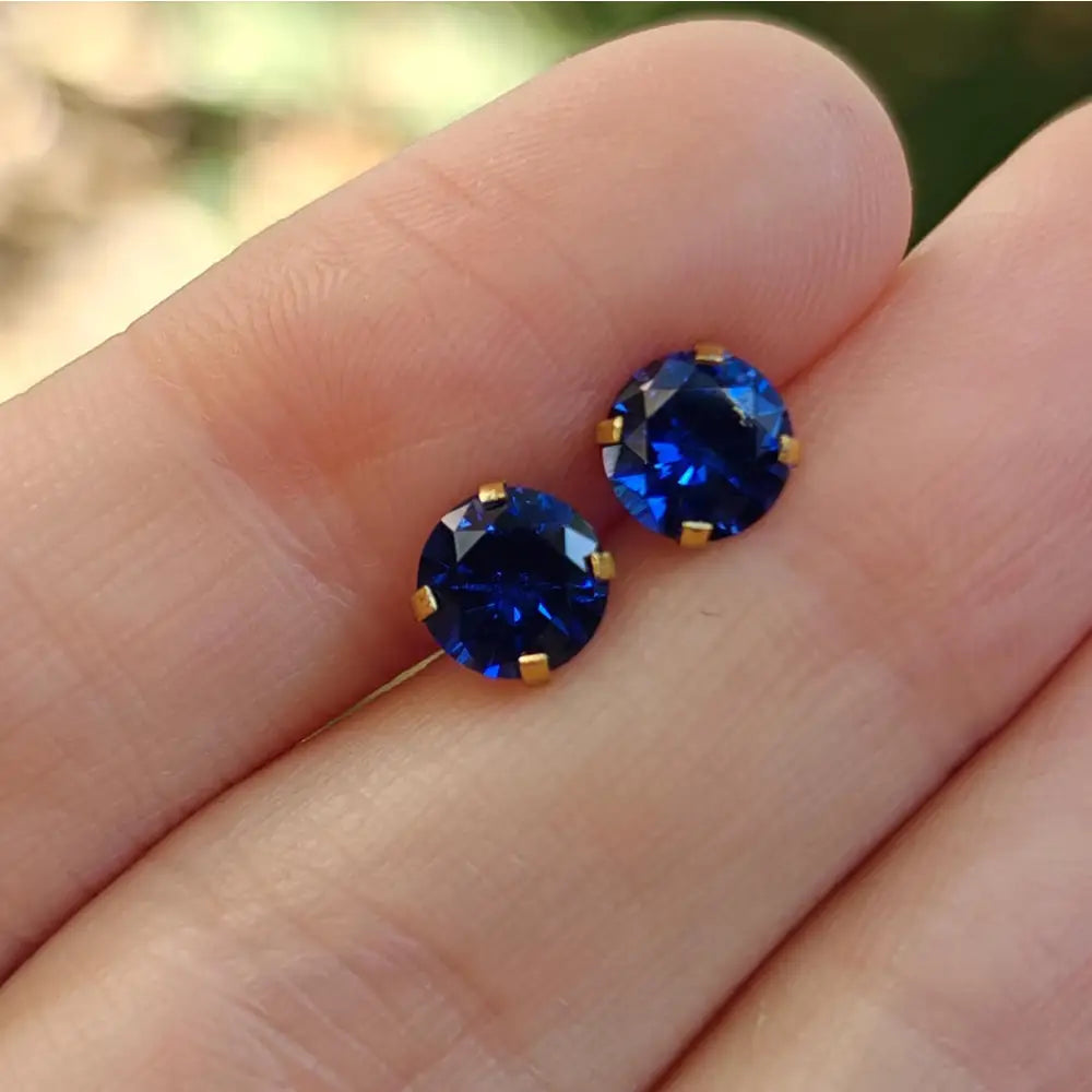 Faceted Natural Sapphire Stud Earrings Earrings Handmade Handcrafted