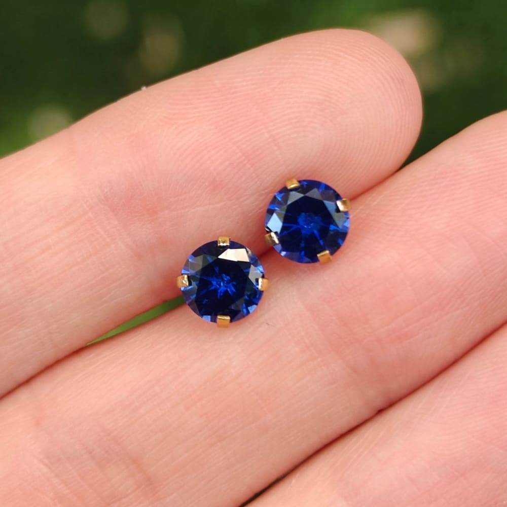 Faceted Natural Sapphire Stud Earrings Earrings Handmade Handcrafted