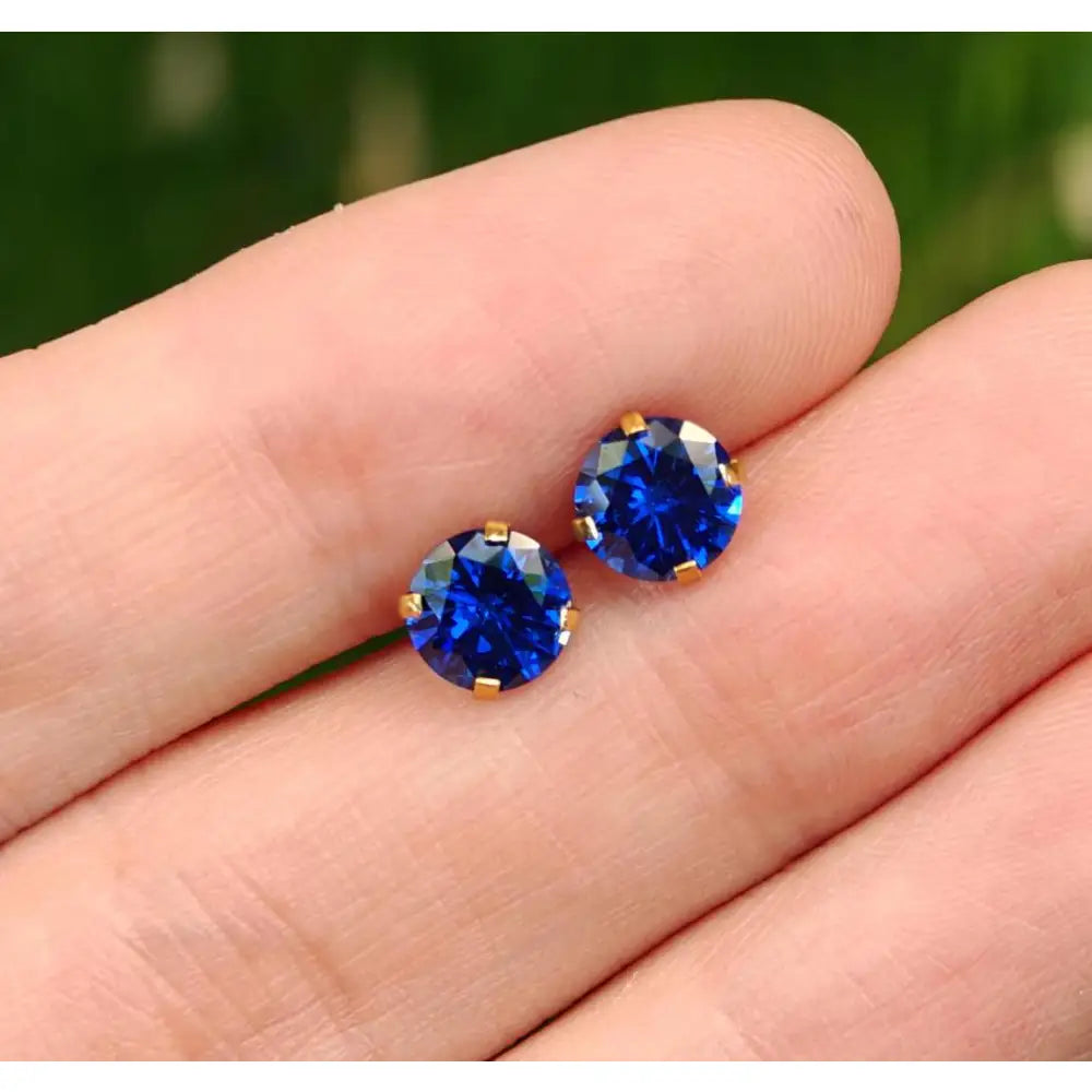 Faceted Natural Sapphire Stud Earrings Earrings Handmade Handcrafted