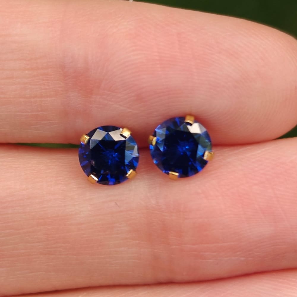 Faceted Natural Sapphire Stud Earrings Earrings Handmade Handcrafted