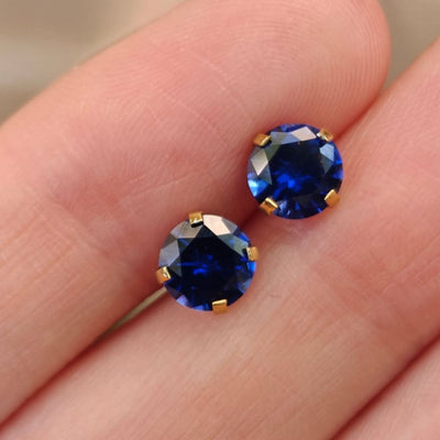 Faceted Natural Sapphire Stud Earrings Earrings Handmade Handcrafted