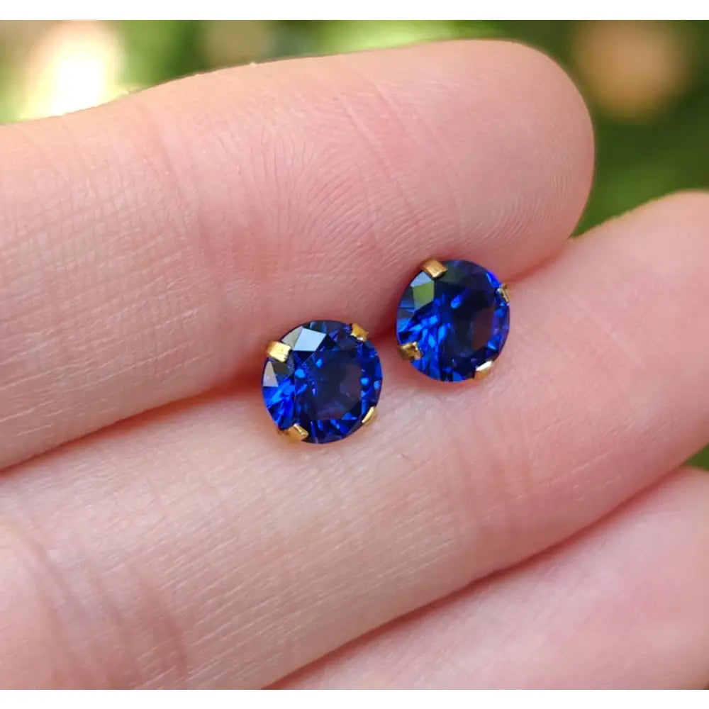Faceted Natural Sapphire Stud Earrings Earrings Handmade Handcrafted