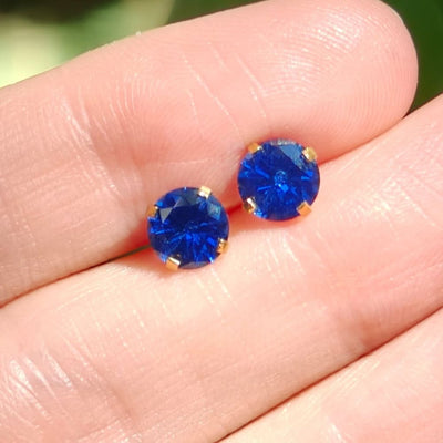 Faceted Natural Sapphire Stud Earrings Earrings Handmade Handcrafted