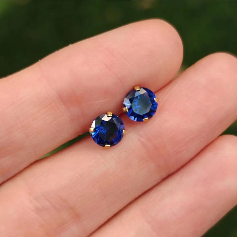 Faceted Natural Sapphire Stud Earrings Earrings Handmade Handcrafted