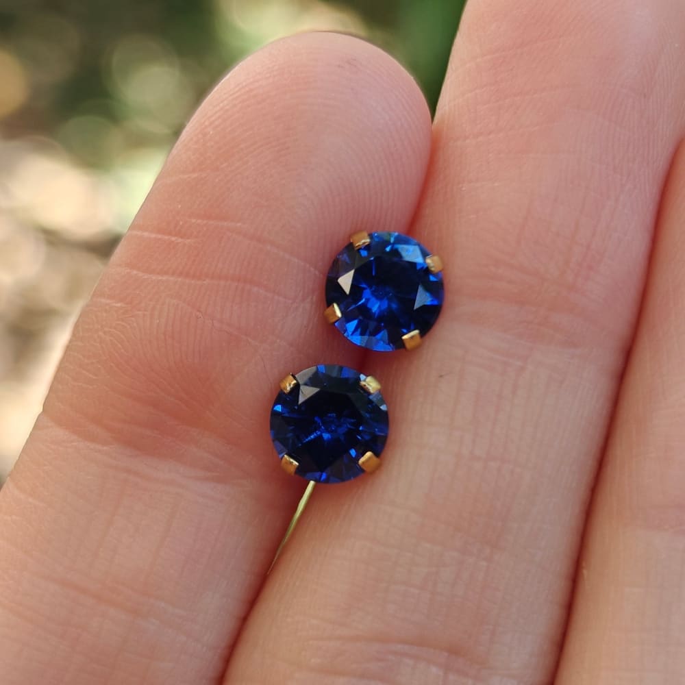 Faceted Natural Sapphire Stud Earrings Earrings Handmade Handcrafted