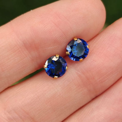 Faceted Natural Sapphire Stud Earrings Earrings Handmade Handcrafted