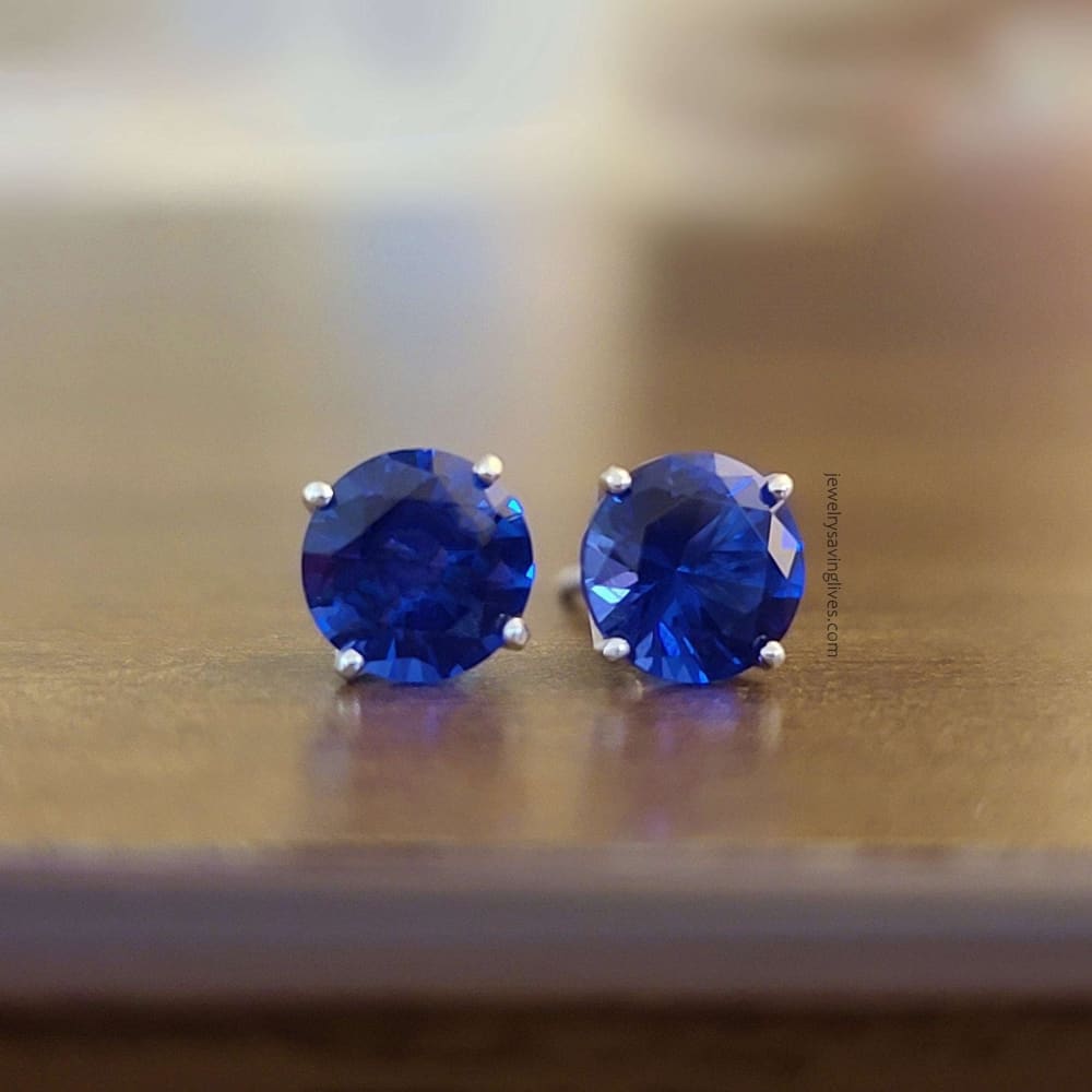 Faceted Natural Sapphire Stud Earrings Earrings Handmade Handcrafted